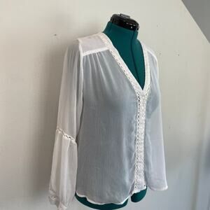 Cotton On Sheer White Blouse, Size L